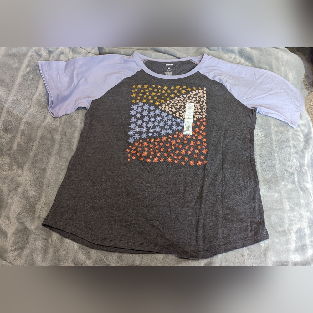 Sonoma Gray and Light Purple Short Sleeve Tee